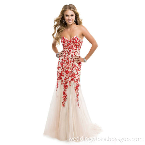 Sweetheart Backless Lace Prom Dresses 2015 Mermaid Wedding Gown